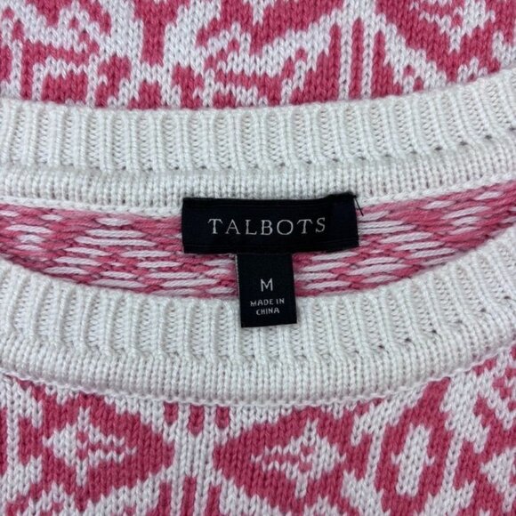 Talbots women's medium pink grey ombré fair isle crew neck long sleeve sweater - Picture 6 of 7